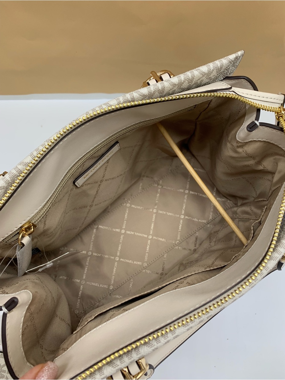 Michael Kors Marilyn Medium Embellished Signature Logo Satchel - Picture 12 of 14